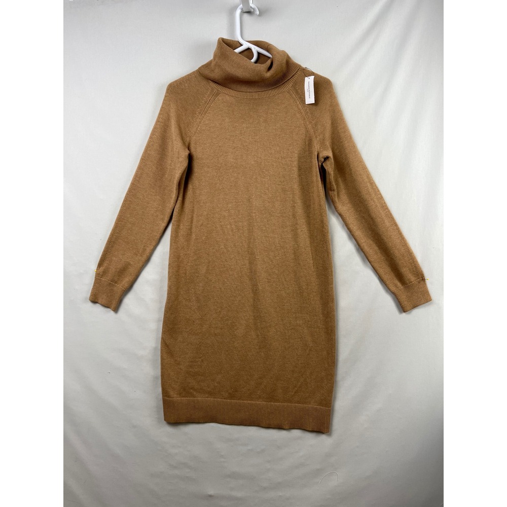 Banana Republic Sweater Dress Womens S Camel Turtleneck Cotton Blend Classic New
